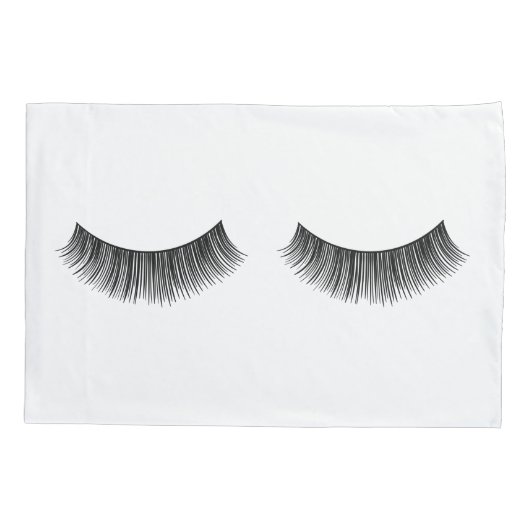 Housse D'oreillers Eyelashes Noirs en blanc (Dos-gauche)