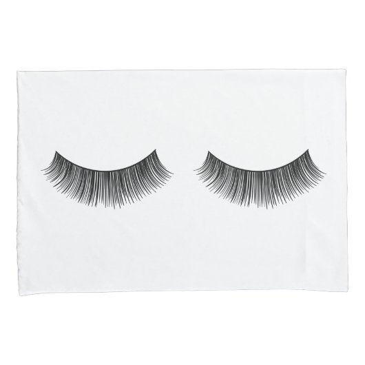 Housse D'oreillers Eyelashes Noirs en blanc (devant-Droit)