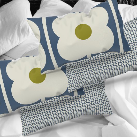 Housse D'oreillers Eyelet à fleurs Abacus blanc et bleu