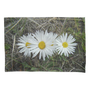 Housse D'oreillers F42 Fleurs sauvages blanches Aster lisse