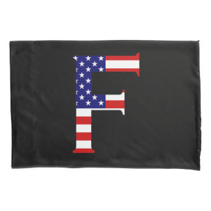 Housse D'oreillers F Monogramme superposé sur le drapeau américain pc
