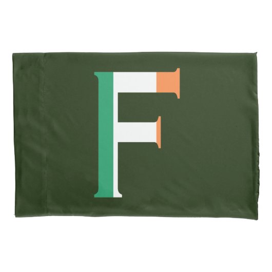 Housse D'oreillers F Monogramme superposé sur le drapeau irlandais pc (devant)