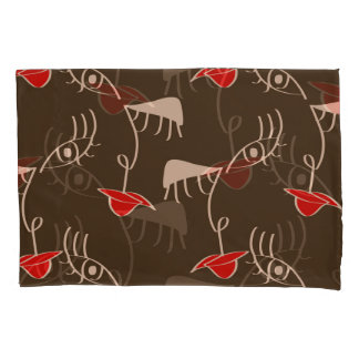 Housse D'oreillers Face de femme à une ligne : motif abstrait.