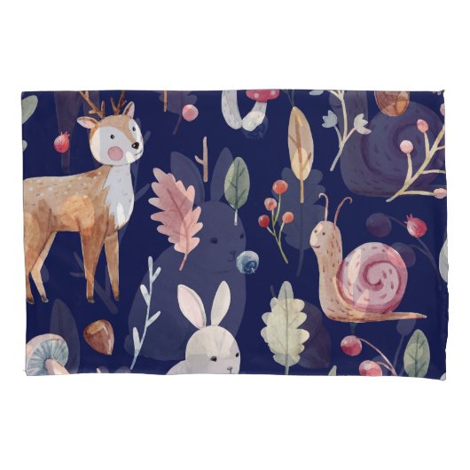 Housse D'oreillers Fairy Forest Animals Aquarelle pour enfants (devant)