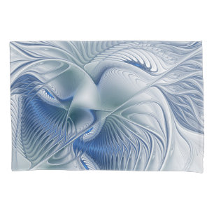 Housse D'oreillers Fantaisie dynamique Abstrait Tons bleus Art fracta