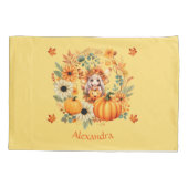 Housse D'oreillers Fée Citrouille mignonne dans la couronne d'automne (Dos)