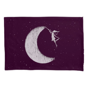 Housse D'oreillers Fée d'art : Peignez la lune pourpre