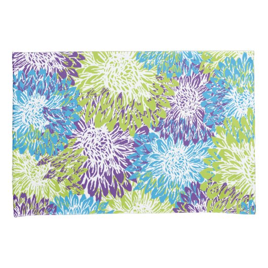 Housse D'oreillers FEMMES Bleues, Violettes et Lime Vert (devant-Droit)