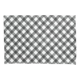 Housse D'oreillers Ferme blanche de motif de noir de plaid de