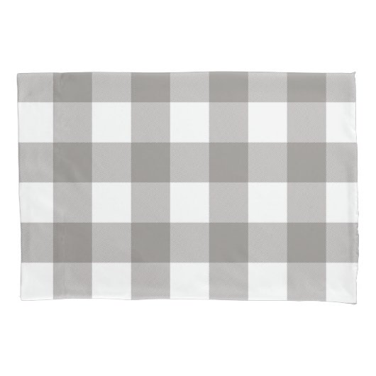 Housse D'oreillers Ferme Rustique Gris & Blanc Buffalo Plaid Carré (devant)
