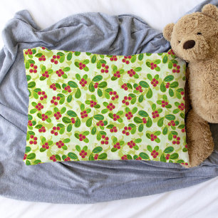 Housse D'oreillers Festive Motif de fruits de canneberge, vert