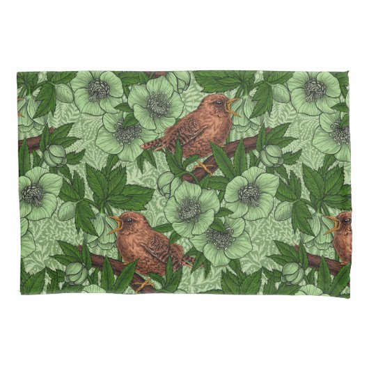 Housse D'oreillers Feu et hellebore, vert clair (devant-gauche)