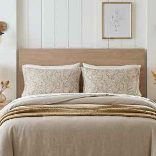 Housse D'oreillers Feuille botanique or beige neutre William Morris