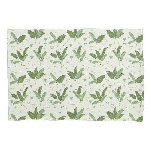 Housse D'oreillers Feuille de banane avec des triangles (devant-gauche)