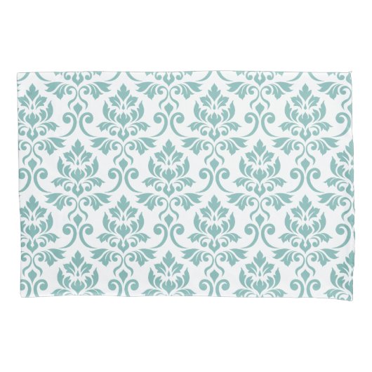 Housse D'oreillers Feuille de Damas motif sarcelle (devant)