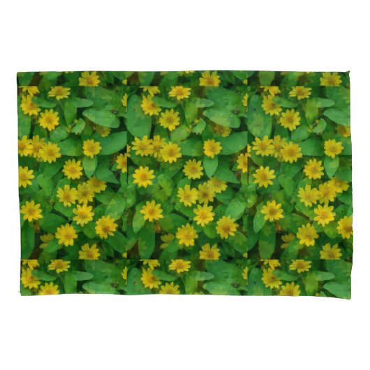 Housse D'oreillers Feuille verte à fleur jaune simple (devant)