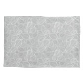 Housse D'oreillers Feuilles blancs sur oreiller gris argent (Dos-gauche)