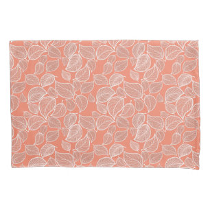 Housse D'oreillers Feuilles blancs sur Pillowcase orange