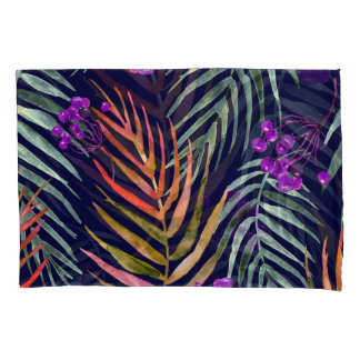Housse D'oreillers Feuilles d'aquarelle tropicale, éclaboussure abstr