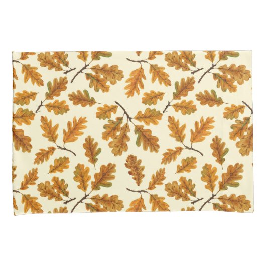 Housse D'oreillers Feuilles de chêne automnal sur blanc (devant-Droit)