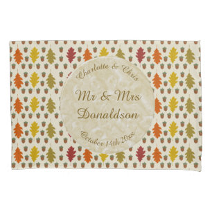 Housse D'oreillers Feuilles de chêne et Acorns Automne Mariage d'auto