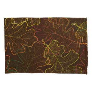 Housse D'oreillers Feuilles de chêne transparent, Motif d'automne.