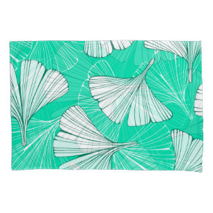 Housse D'oreillers Feuilles de Ginkgo biloba, motif dessiné à la main