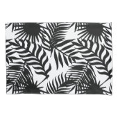 Housse D'oreillers Feuilles de palme tropicale noir et blanc (devant-gauche)