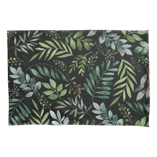 Housse D'oreillers Feuilles de verdure aquarelle   (devant)