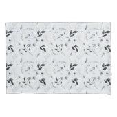 Housse D'oreillers Feuilles floraux gris argenté noir blanc (devant-gauche)