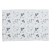 Housse D'oreillers Feuilles floraux gris argenté noir blanc (devant-Droit)