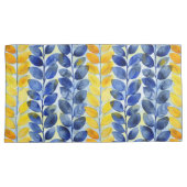 Housse D'oreillers Feuilles jaune et bleu (devant-Droit)