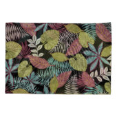 Housse D'oreillers Feuilles sombres tropicaux : Motif textile (Dos)