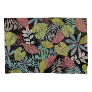 Housse D'oreillers Feuilles sombres tropicaux : Motif textile