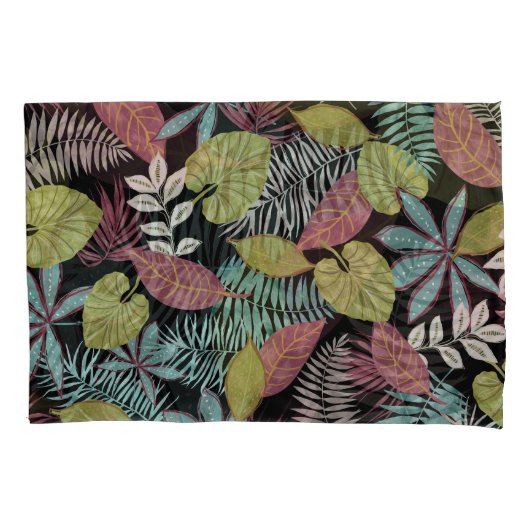 Housse D'oreillers Feuilles sombres tropicaux : Motif textile (devant)