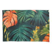 Housse D'oreillers Feuilles tropicaux colorés et fleurs d'Hibiscus | (devant-gauche)