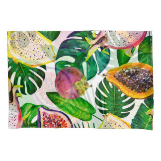 Housse D'oreillers Feuilles tropicaux, fruits, gouache sans couture m
