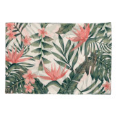 Housse D'oreillers Feuilles tropicaux, papier peint joyeux sur la pla (Dos)
