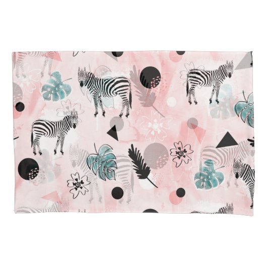 Housse D'oreillers Feuilles tropicaux Zebras Cravate-Dye Motif (devant)