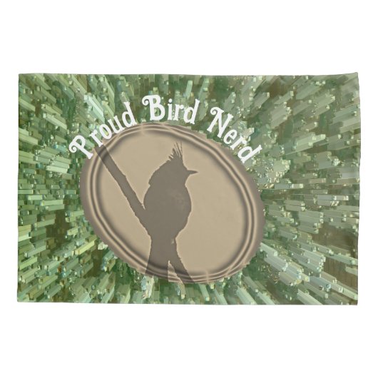 Housse D'oreillers Fier Oiseau Nerd Silhouette Vert Oiseau Brown (Dos)