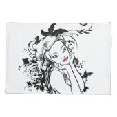 Housse D'oreillers Fille florale des lèvres rouges (Dos)