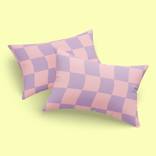 Housse D'oreillers Fille Pastel rose violet Motif Wavy Check