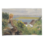 Housse D'oreillers Fille perdue dans la pensée (par H.A. Brendekilde) (devant-Droit)
