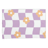 Housse D'oreillers Fille violet blanc damier motif floral (devant-Droit)