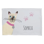 Housse D'oreillers Filles Cute Siamese Chat Empreintes de pattes Nom  (devant-gauche)