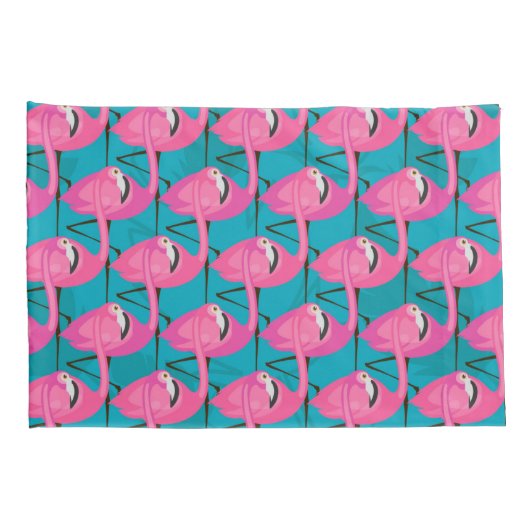 Housse D'oreillers Flamants roses au néon (Dos-Droit)