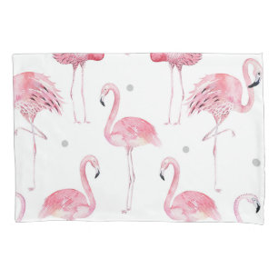 Housse D'oreillers Flamants roses gris à pois chic minimal personnali