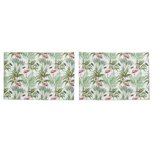 Housse D'oreillers Flamants roses roses tropicaux (Dos-Set)