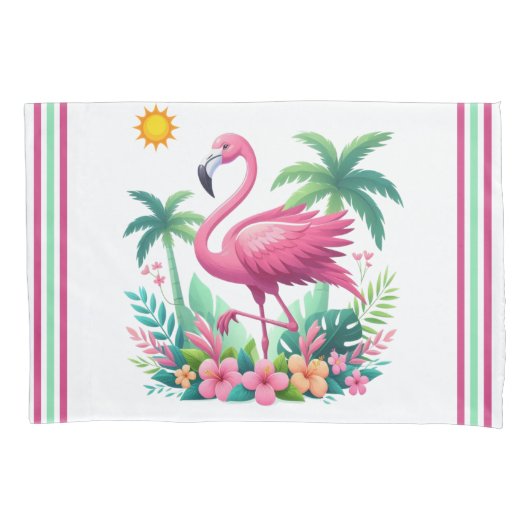 Housse D'oreillers Flamingo rose tropicale/Floride (devant)