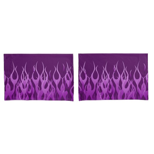 Housse D'oreillers Flammes de course violette en feu (devant-Set)